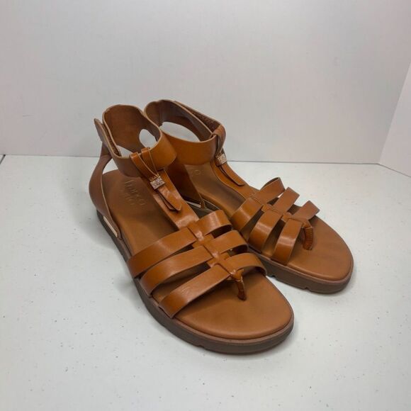 Franco Sarto Gladiator Brown Leather Comfort Strappy Sandals Adjustable Womens - Picture 5 of 9